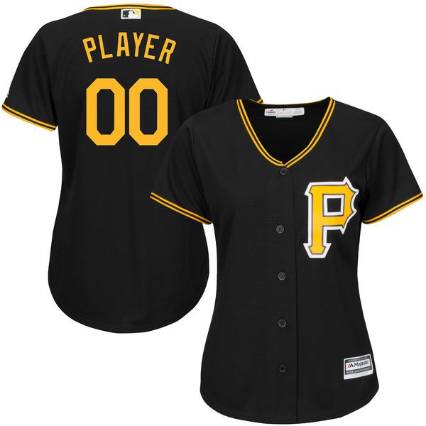 Women Pittsburgh Pirates Majestic Black Alternate Cool Base Custom MLB Jersey